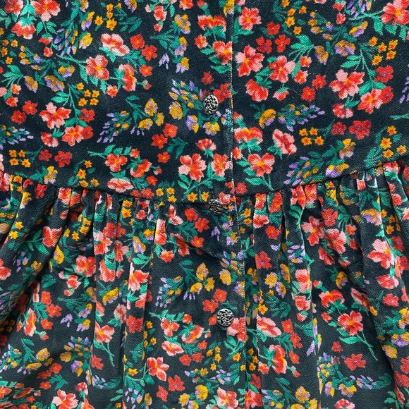 Vintage 90s GAP Floral Velvet Kids Button up Dress - Girls XXS - Picture 4 of 8